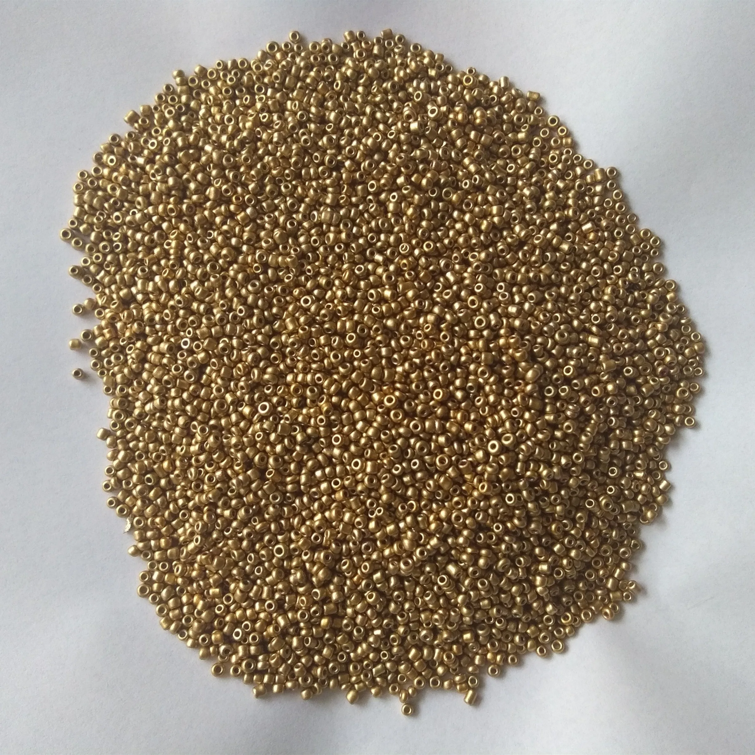 Wholesale In Bulk 2mm 3mm 4mm Perfect Matte Gold Solid Color Glass Seed