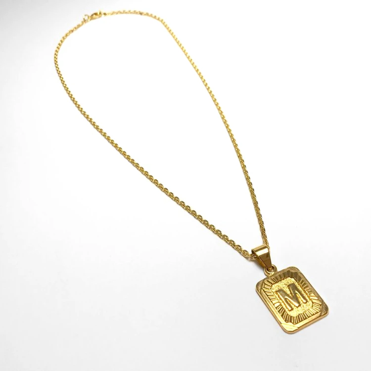 18k Gold Plated Personalised Rectangle Necklace Jewelry,Trendy Initial