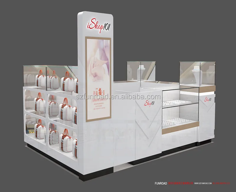 Modern fashion high quality display mall baking paint jewelry kiosk design made in China