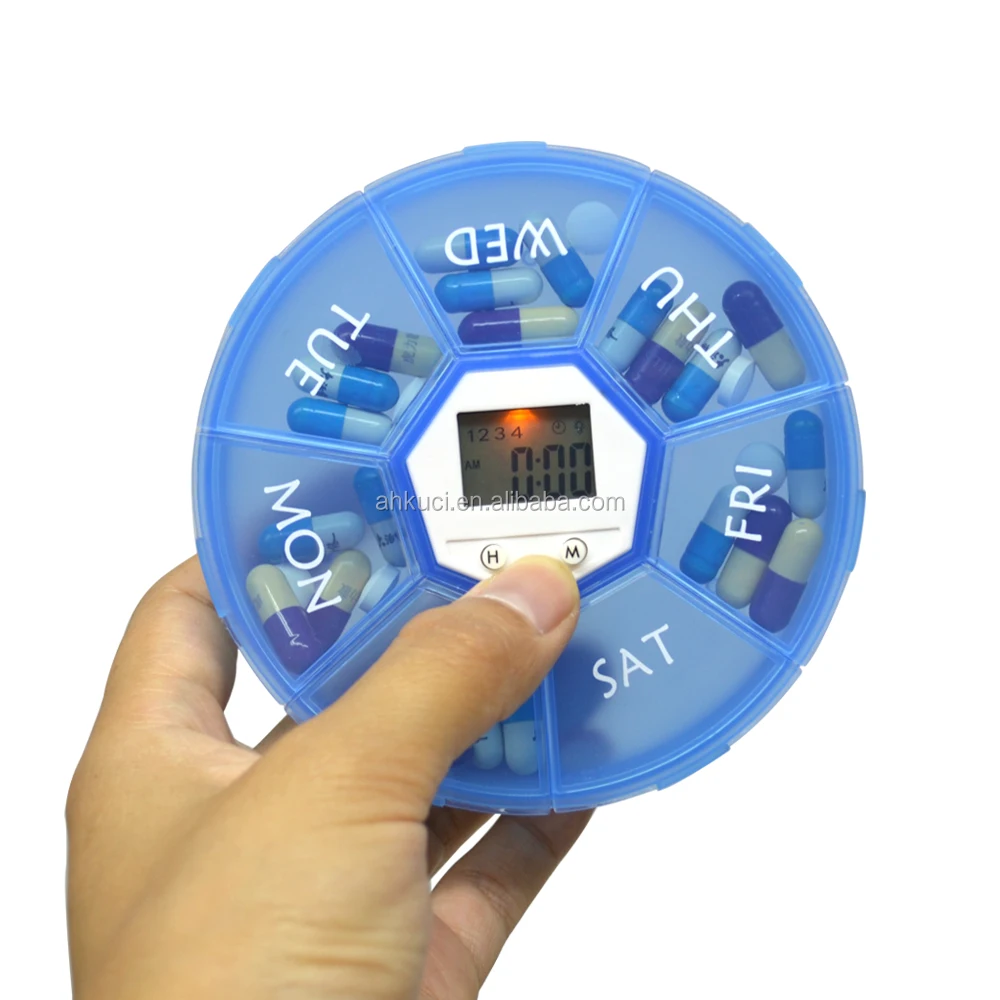 Wöchentlich 7 tag Kunststoff pill box timer, Medizin medikament alarm