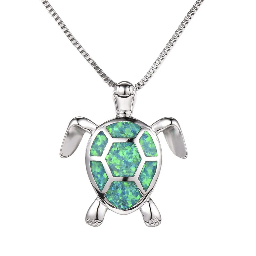 Australia Multicolor Fire Opal Sea Turtle Pendant Necklace 925 Sterling ...