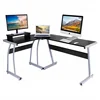 L-Shaped Large Corner PC Laptop Study Table Wood & Metal Computer Desk