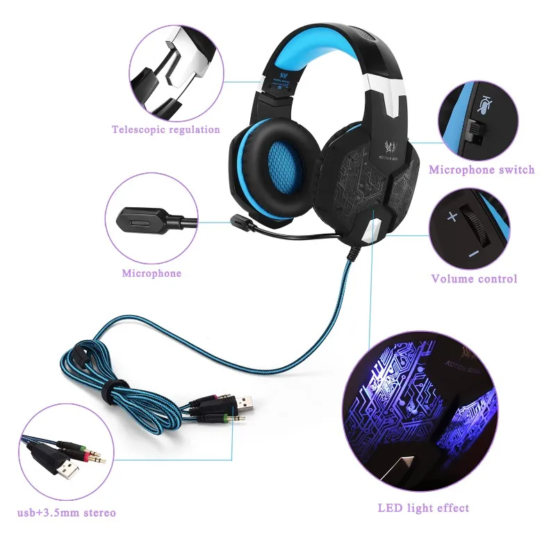 Kotion Each G1000 3.5mm Jack Game Headset Stereo Bass Headphone For Ps4