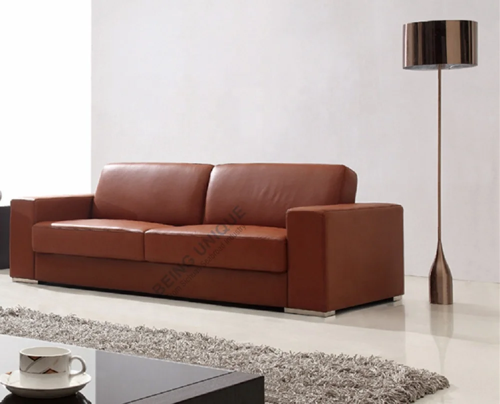 Excellent Finish Luxury Office Sofa Set Genuine Leather Pu Brown Sofa