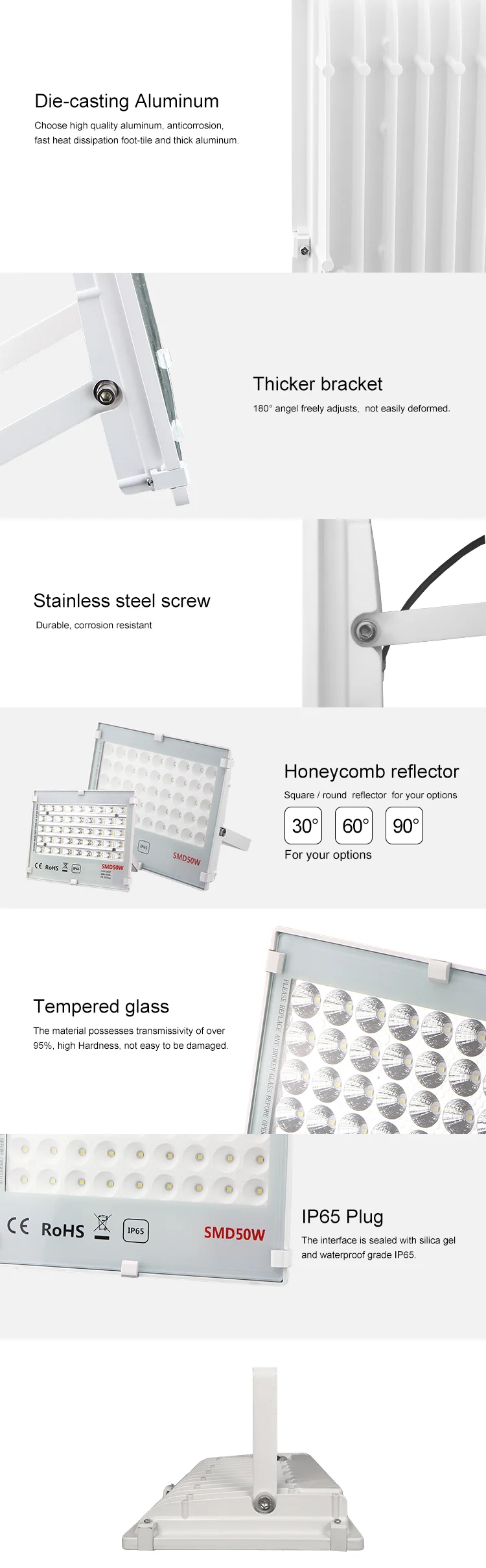 High lumen ip65 outdoor waterproof 10w 20w50w 100W 150W 200W led flood light