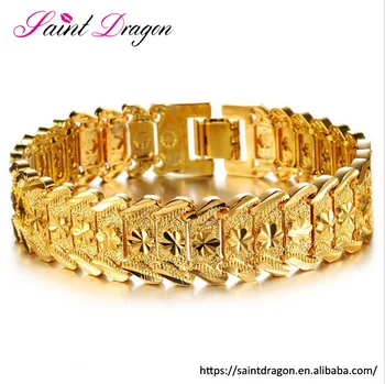Aliexprss Hot Saling Flower Design Dubai Gold Jewelry Real Aliexprss Hot Saling Flower Design Dubai Gold Jewelry Real Plated Men Bracelet Birthday Gift