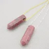 NM13408 Rhodonite Gemstone Bullet Point Pendant Gold or Silver Chain Necklace