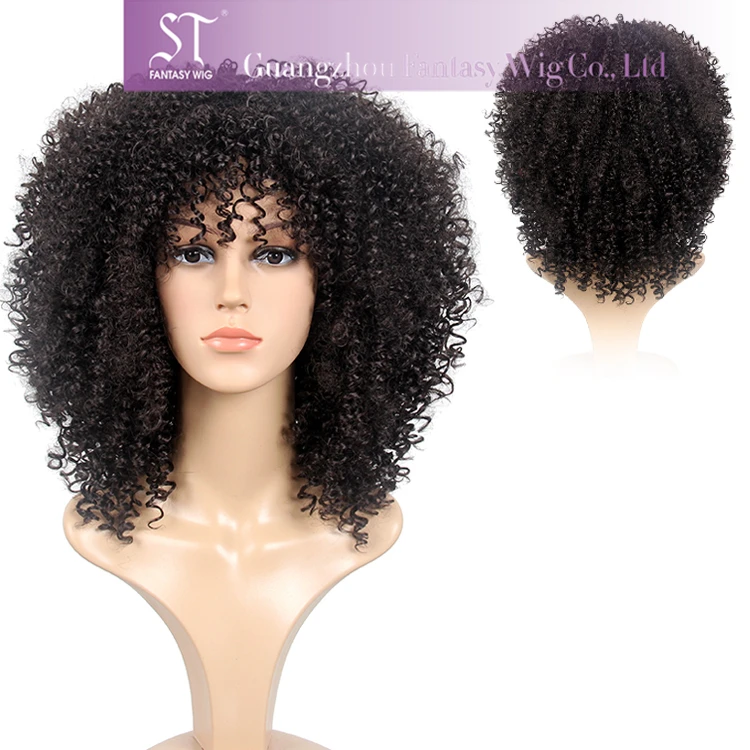 Fantasywig 19 Afro Black Kinky Curly Hand Tied Natural Heat Resistant Wigs And Hair Synthetic 2567