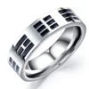 Mens Striped Baguette Diamond Metal Puzzle Solution Silver Ring