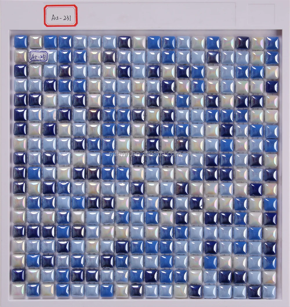 Dapur Backsplash Dinding Ubin Mosaik Kaca Kristal Biru 