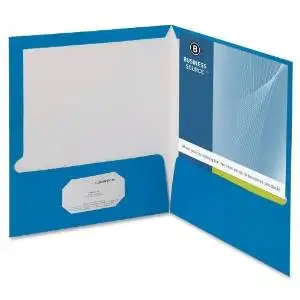 BSN44423 - Business Source Two-Pocket Folders with Business Card Holder