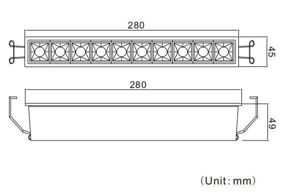 20W Recessed LED Linear Light 230VAC for Office