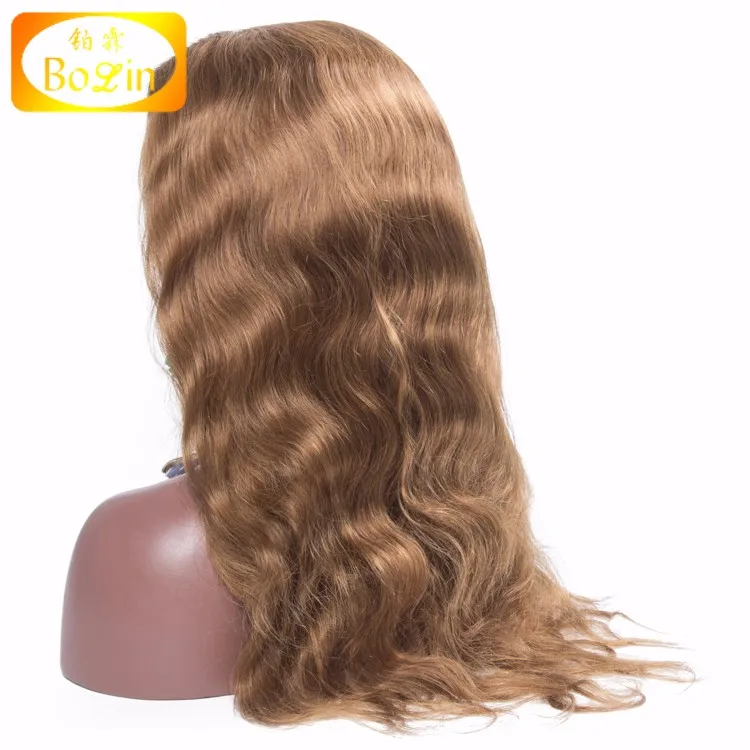 High Density 150% Medium Brown Color 6# Body Wave Pu Skin Full Lace Wig