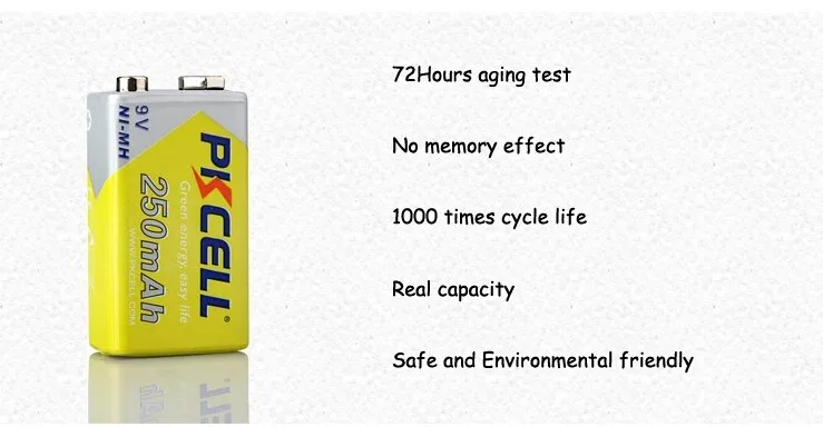Ni-MH 9V 250mAh features
