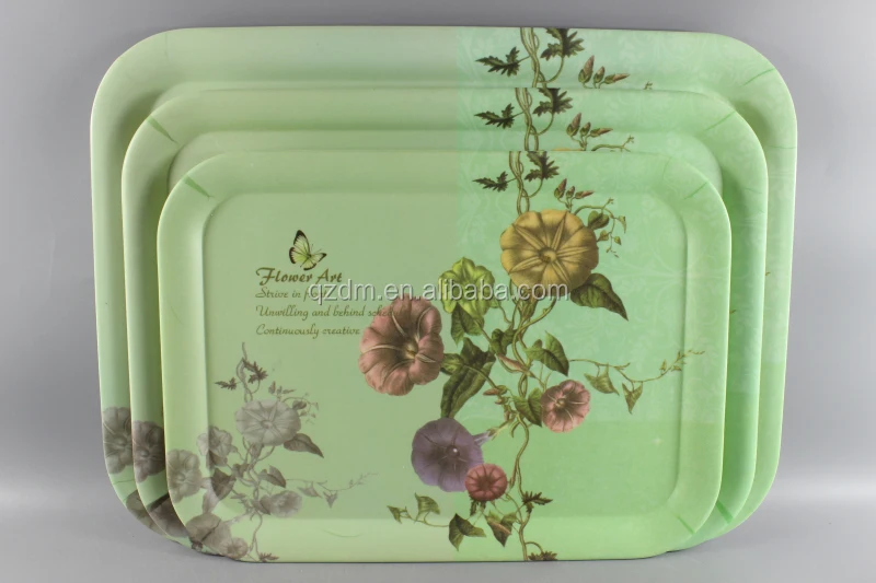 Korean-style Melamine Rectangle Tray Set Morning glory