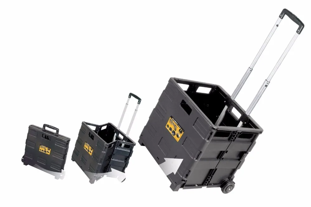 Heavy Duty Moving Plastic Smart Boxes Foldable Plastic Shopping Trolley