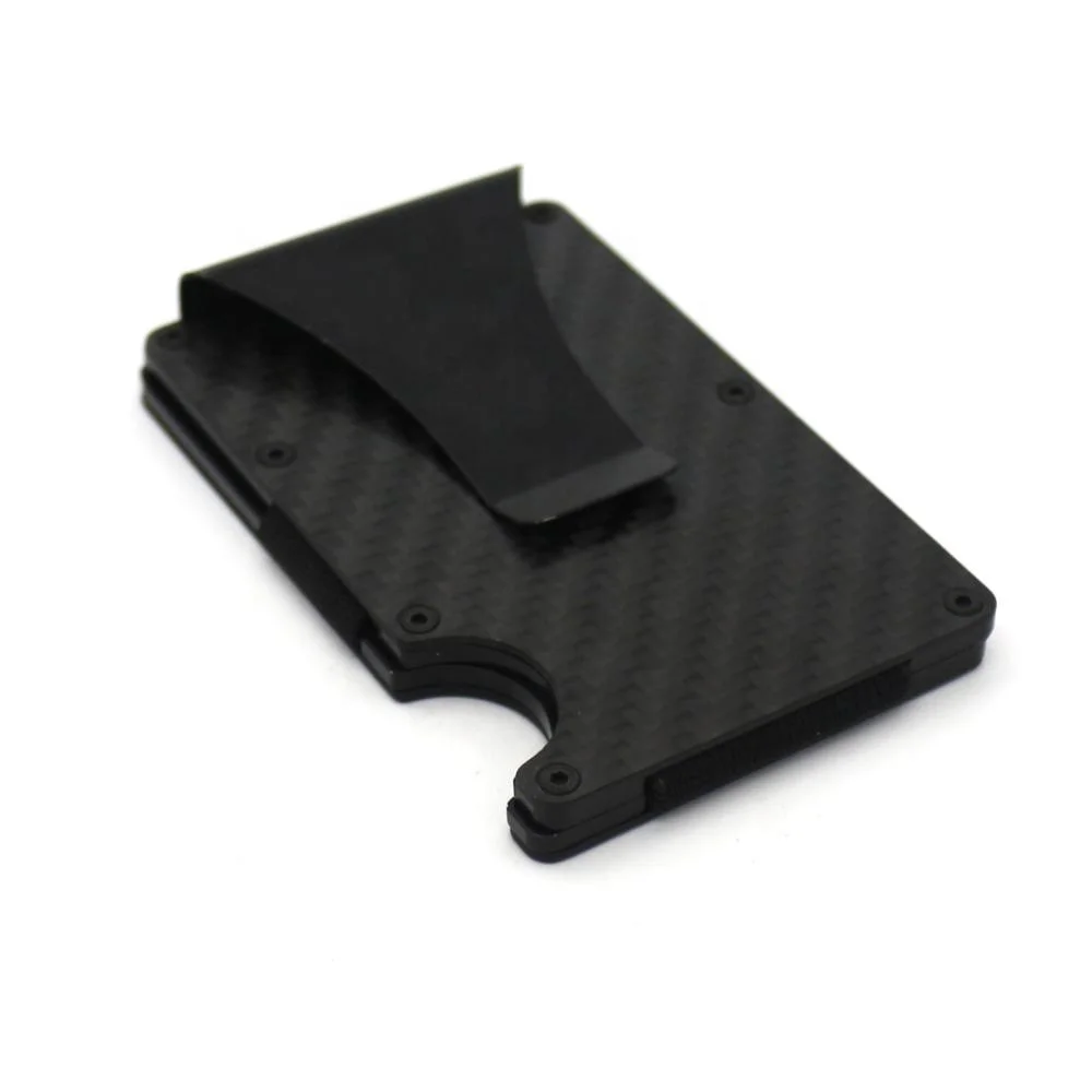Carbon Fiber Slim Minimalist Front Pocket Arw Metal Money Clip Wallet Rfid Blocking Credit Card