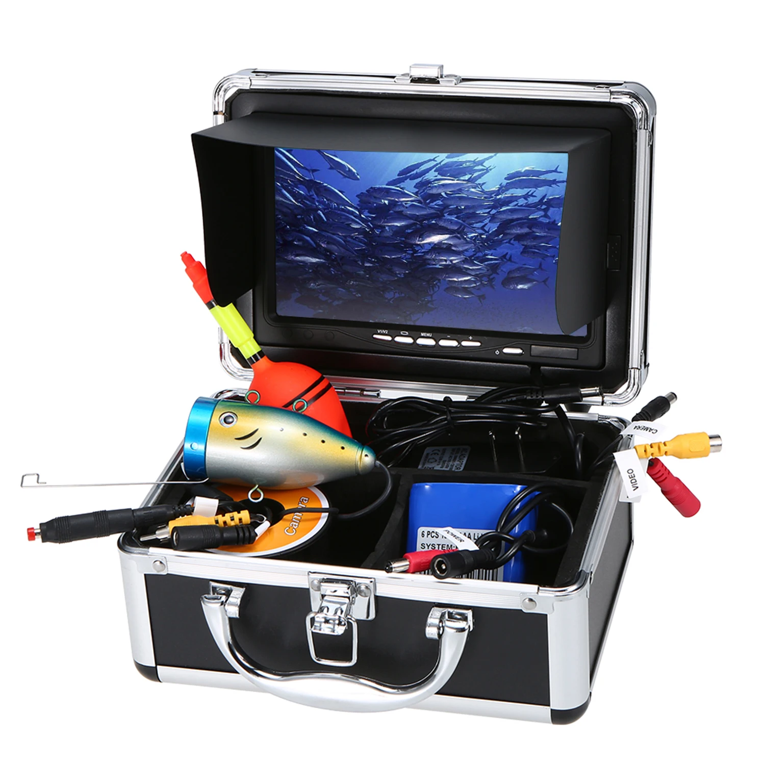 15m Portable 12 White 12 Infrared Visual 7" Monitor Underwater Camera