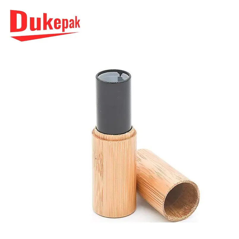 
Empty eco bamboo wood shell black lip balm tube for cosmetic packaging 