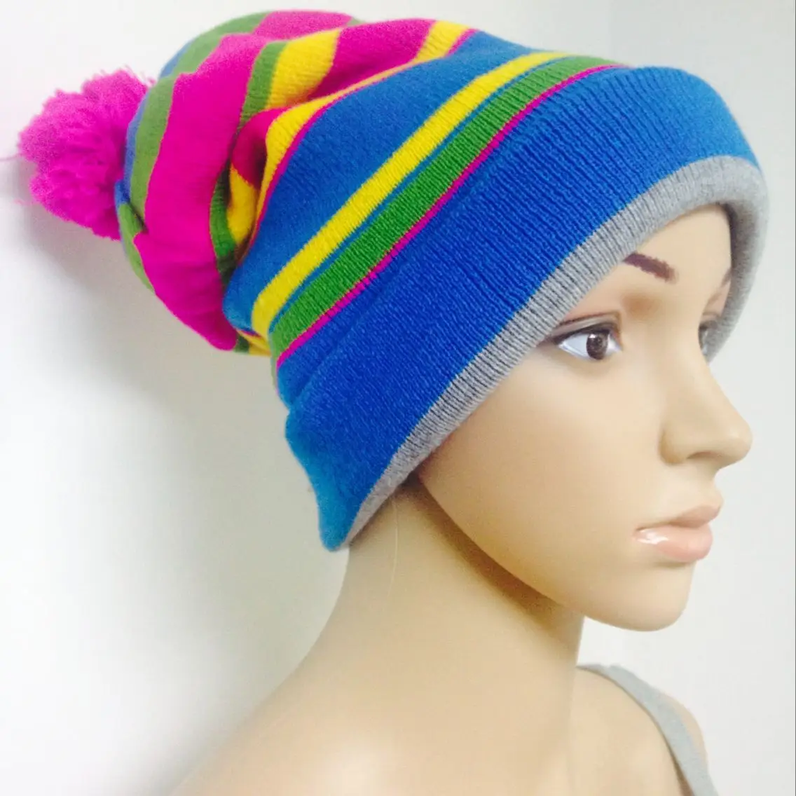 Winter Knitted 100 Acrylic With Double Jacquard Fabric Positive And