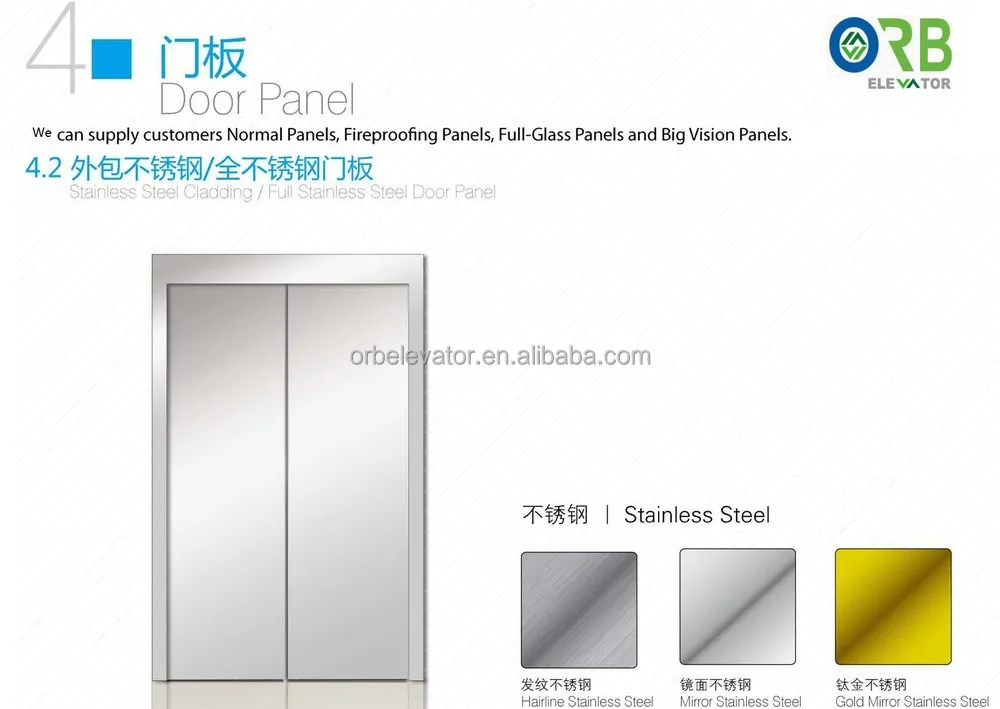 Elevator door panel lift stainless steel cladding door panel