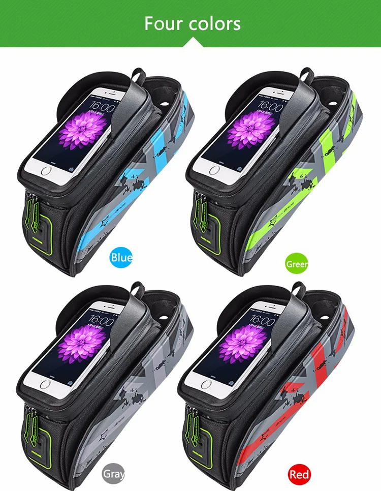 ROCKBROS Bicycle Front Tube Bag Frame Bag Waterproof Touch Screen Easy Bike Bag