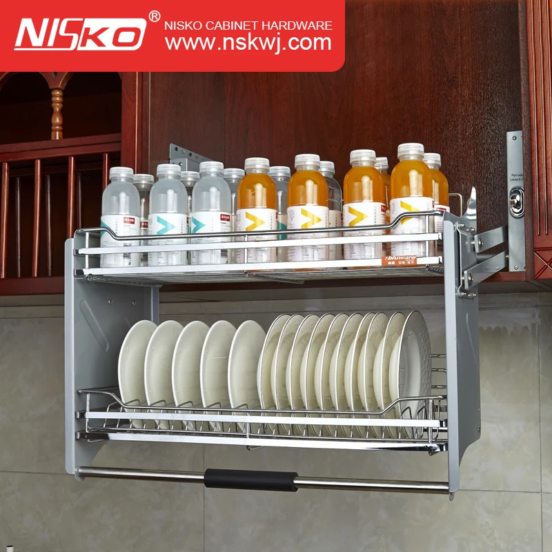 Kitchen Cabinet Organizer Pull Down Shelves 2 Tier Elevator Basket for  Plates Storage - China Kitchen Basket and Storage Rack price