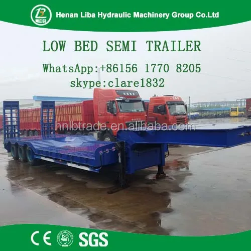 60t Heavy Loading 3 Axle Excavator Shipping Semi Trailer Trucks , High Quality Lowbed Semi Trailer
