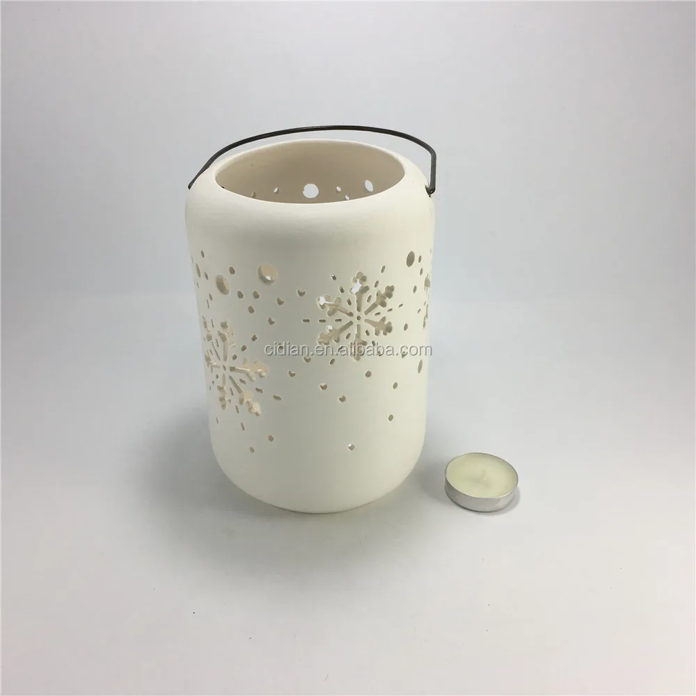 White Ceramic Candle Holder Hanging Lantern For Christmas Buy Ceramic