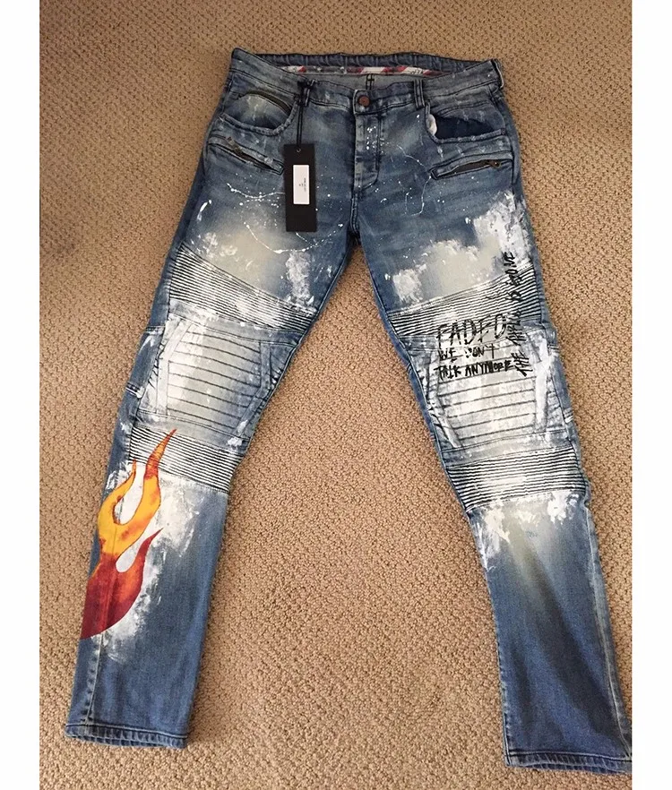 bleached biker jeans