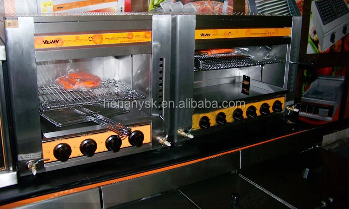 IS GS-14 High Quality Efficiency 4 Head Gas Infrared Kitchen Salamander