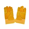 Yellow cow spilt and yellow polyester cheapest working leather safety gloves