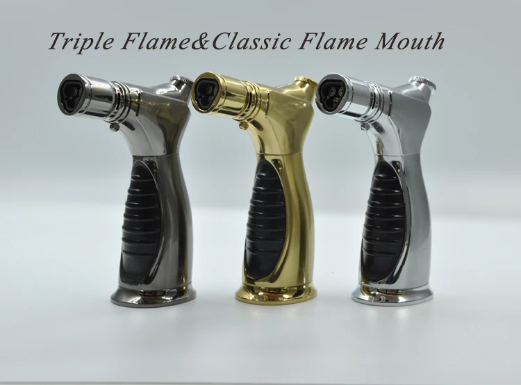 Jobon Brand Triple Flame Jet Lighter Custom Logo Butane Gas Refillable