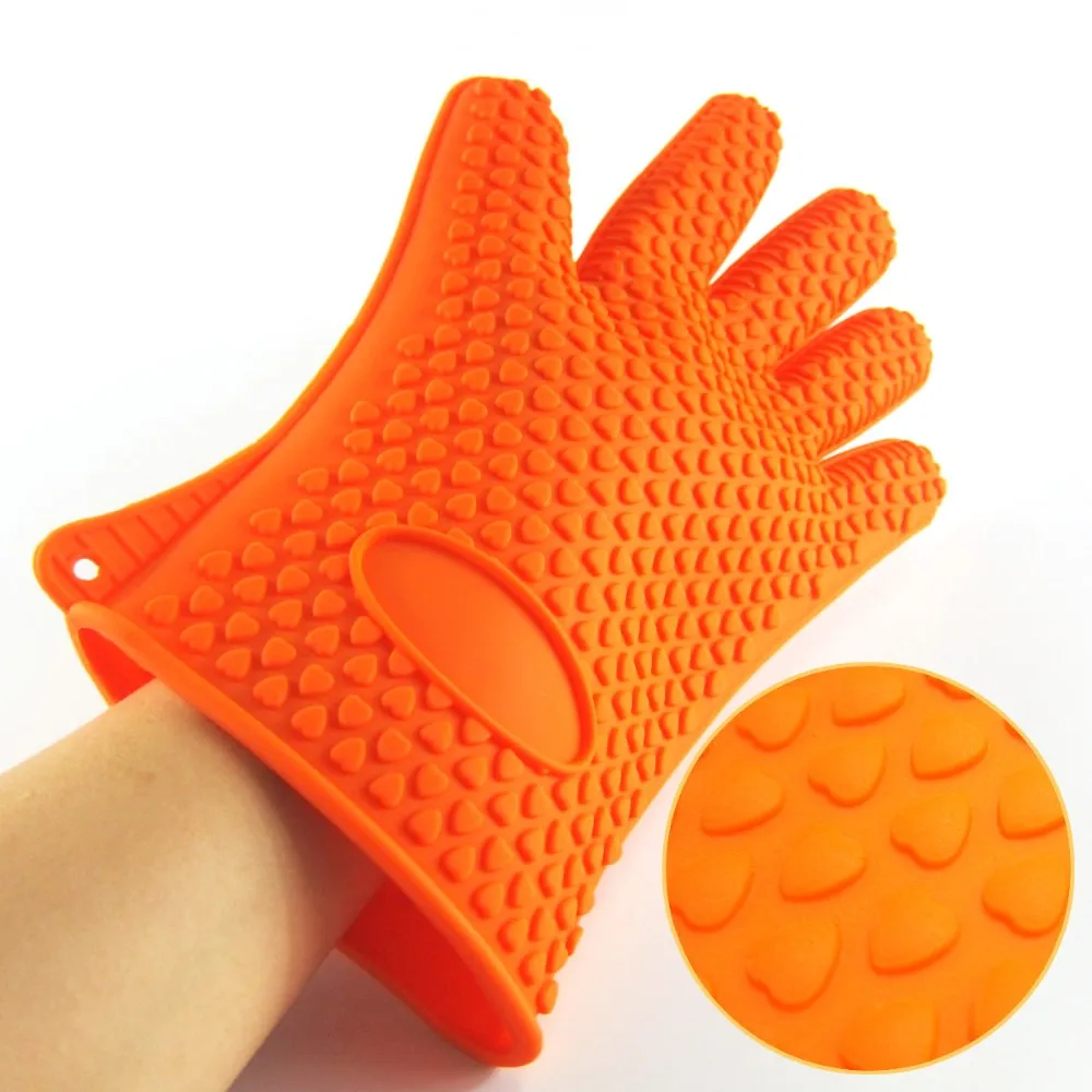 Cotten Lined Baking Oven Glove Food Grade Silicone Bbq Glove Gloves