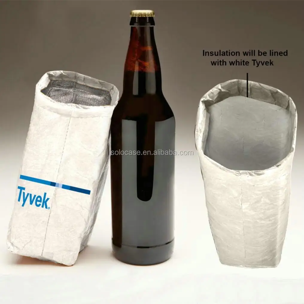Tyvek Paper Insulated Wine Tote Cooler Bag