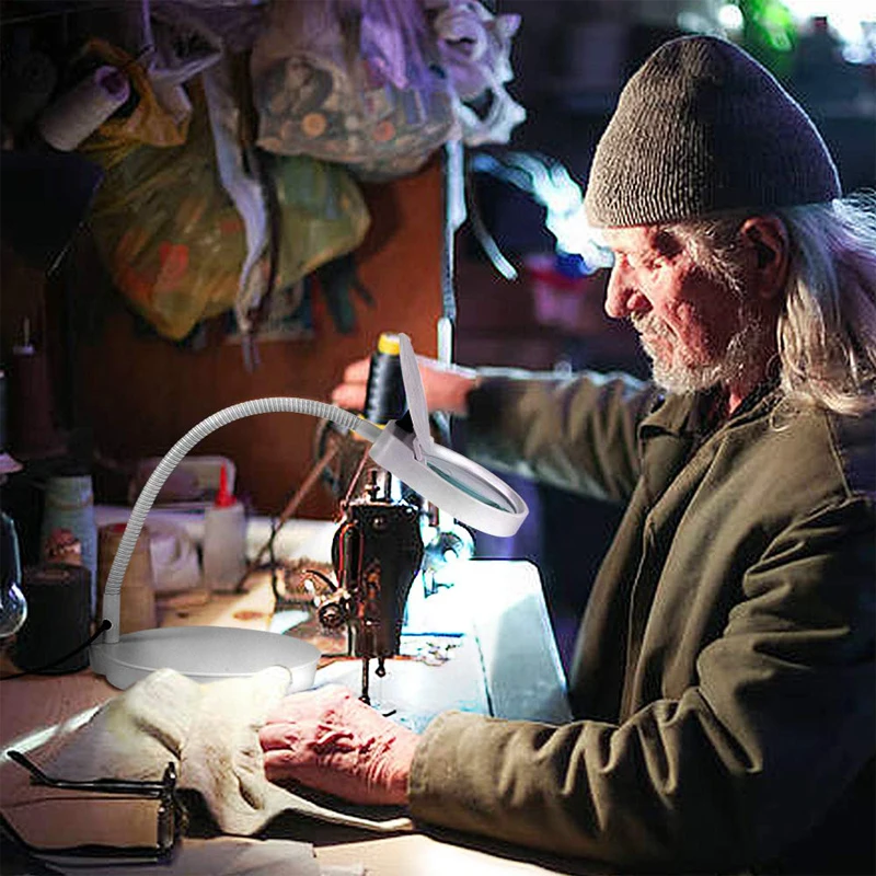 PDOK Portable 5X Foldable Jewelry loup Magnifier With LED light stand