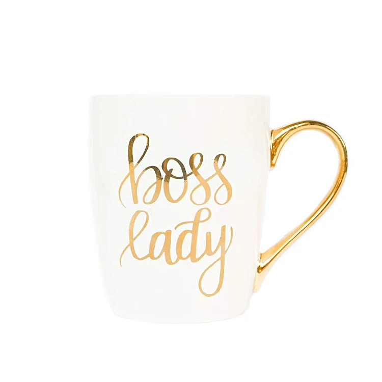 Gold Coffee Mug Large Fancy Handle Inspirational Cup Cute Motivational