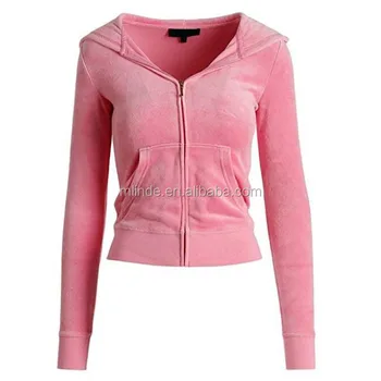 pink velour zip hoodie