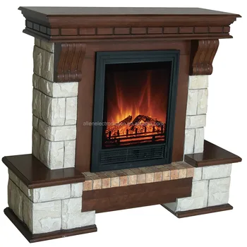 Faux Stone Wood Mantel Electric Fireplace Wood Veneer Mdf Plus