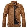 Custom Men's Vintage Stand Collar Pu Leather Jacket Man