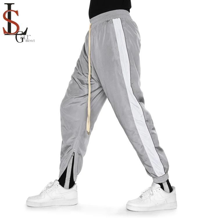 Mens Stripe Track Pants Skinny Fit Stretch Trouser Elastic Jogger