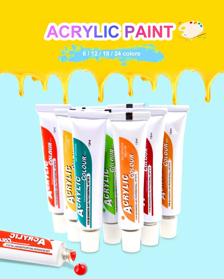 China Factory Seller Wholesale Acrylic Paint 12 Colors Pots Pigment