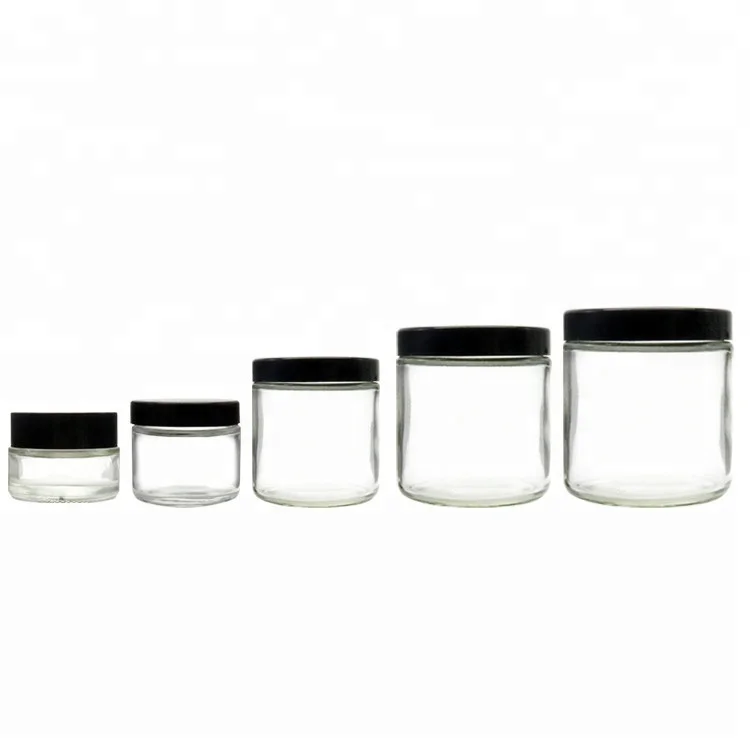 4oz Clear Cosmetic Glass Container For Body Scrubs Body Butters With Black Screw Lid Buy Glass
