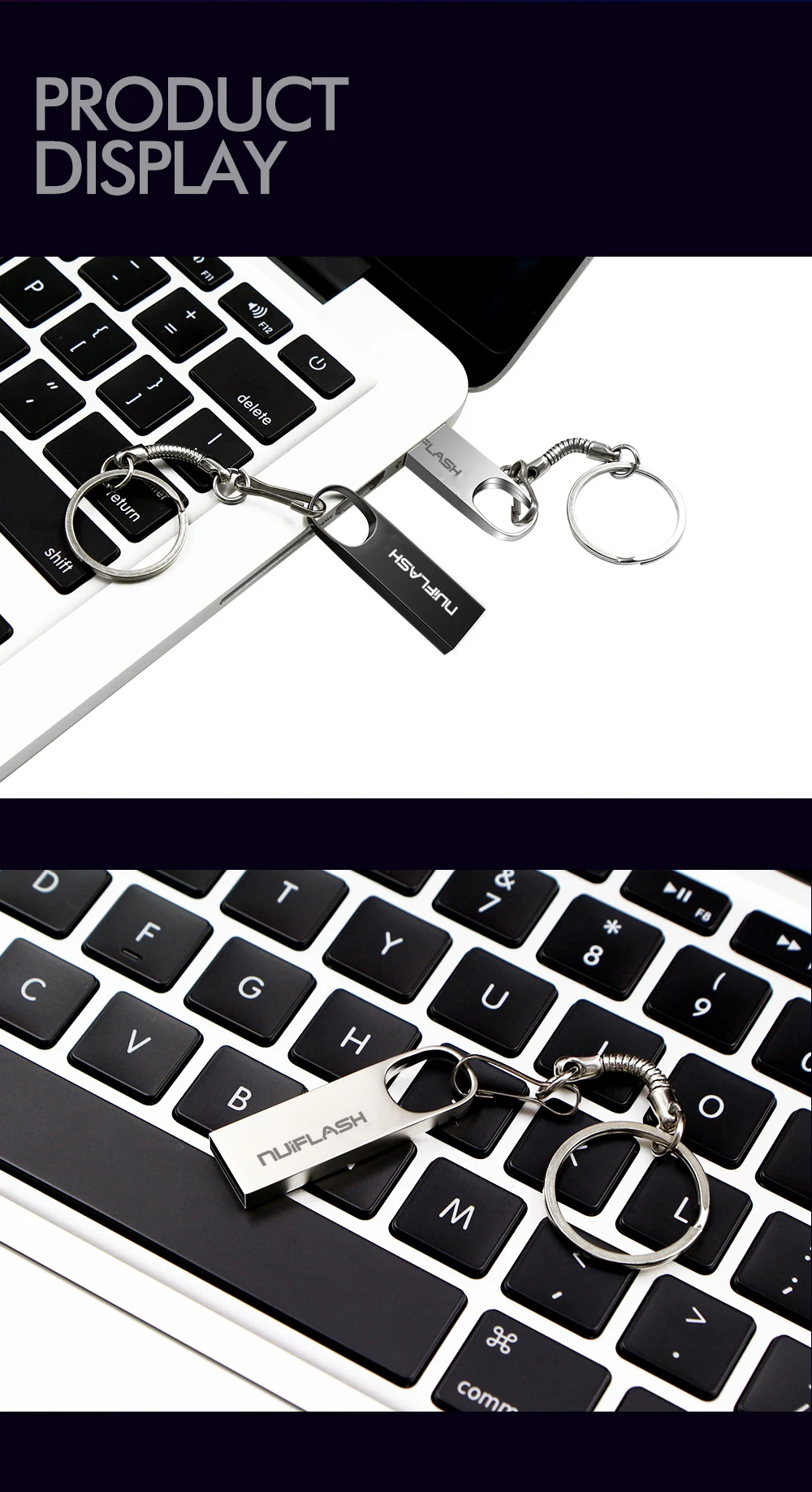 Waterproof Metal Silver usb flash drive pen drive 64GB 32GB 16GB 8GB 4GB pendrive with key ring u disk memory disk usb 2.0 - ANKUX.COM