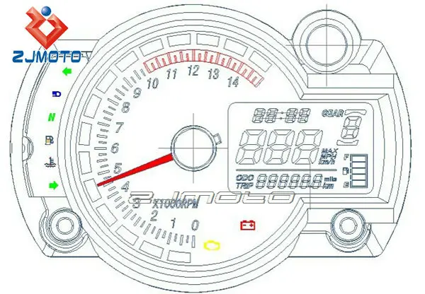 Universal LCD Digital Veloc/ímetro Tac/ómetro Cuentakil/ómetros Medidor de Velocidad con 7 Colores de Luz de Fondo,Negro Veloc/ímetro de la Motocicleta