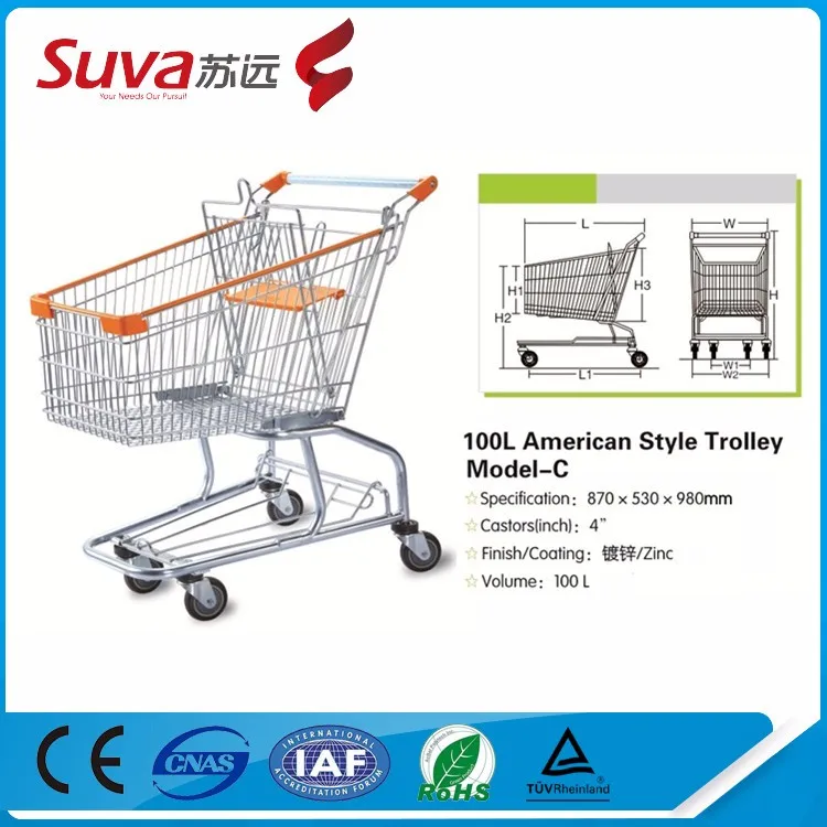 American Style Supermarket Trolley Dimensions Grocery Shopping Carts