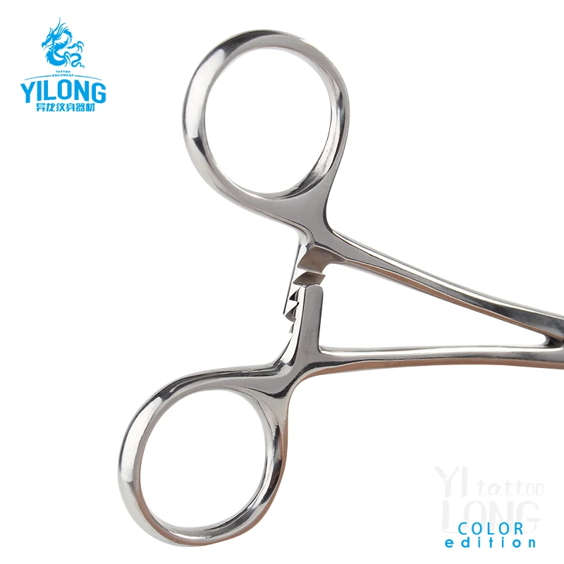 Yilong stainless  Forceps Round  Closed Slotted Clamp Body Piercing Tools Plier Tattoo