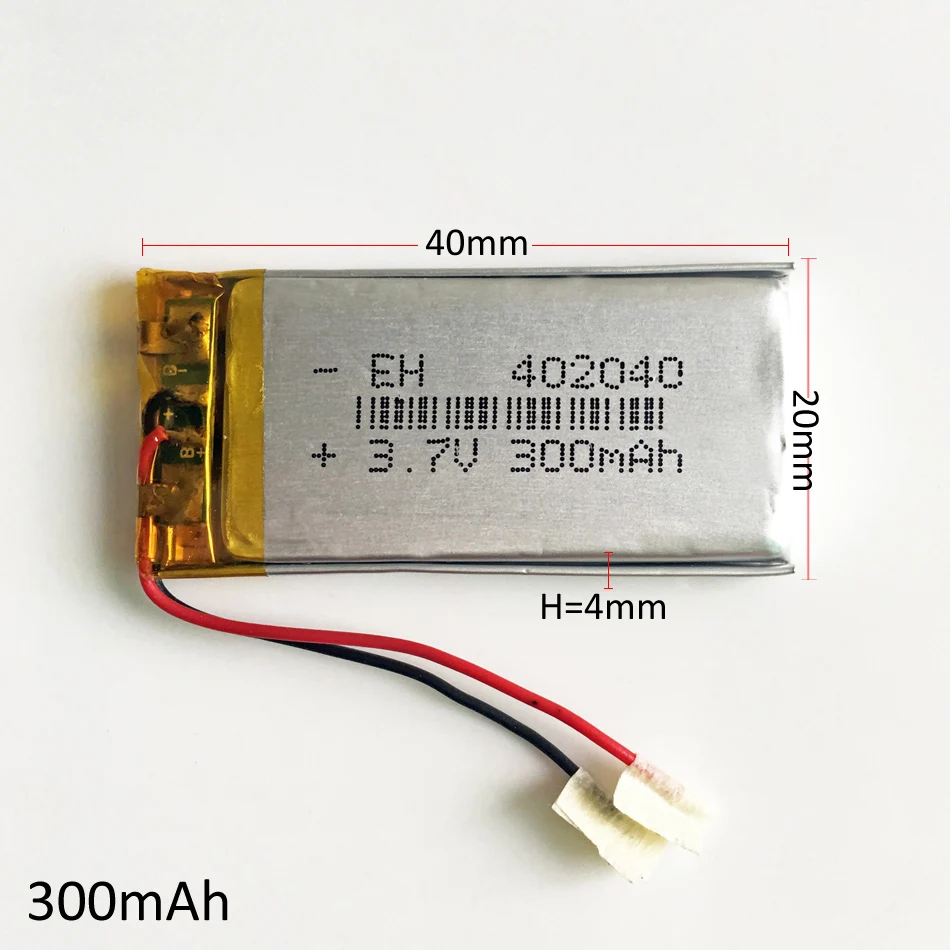 300mAh, 402040, polímero do lítio, MP3, luz