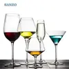 SANZO 19oz Crystal Wine Glass Gold Etched Goblet Solid Blue Stem