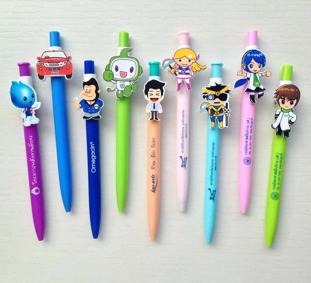 Customized Novelty Shaped Plastic Logo Ball Pen With Cute Designed Clip